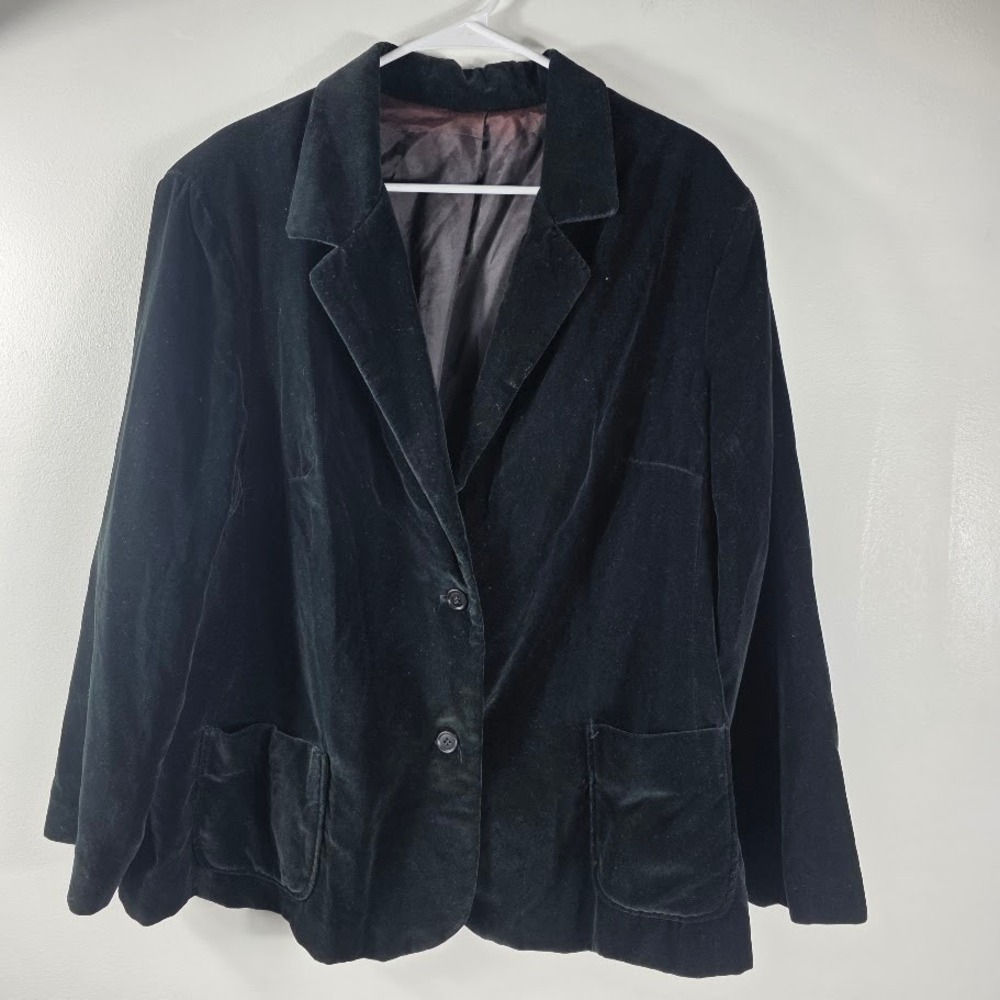 Spiegel Vintage Black Velvet Blazer Women's Size 46 Career Jacket‎